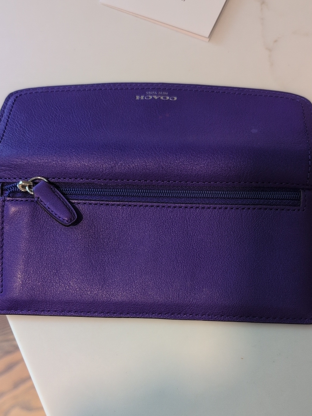 COACH Purple Leather Flap Wallet with Logo - Picture 5 of 9